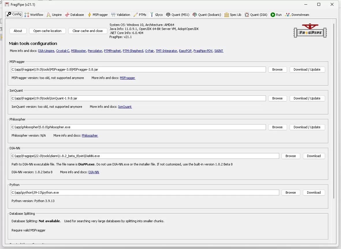 A general interface of Fragpipe platform